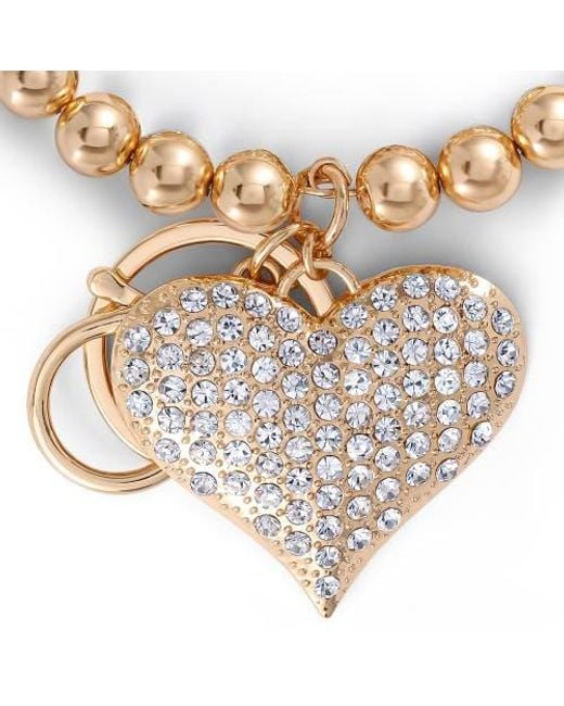 Jessica Simpson Metallic Heart Charm Stretch Keychain Bracelet