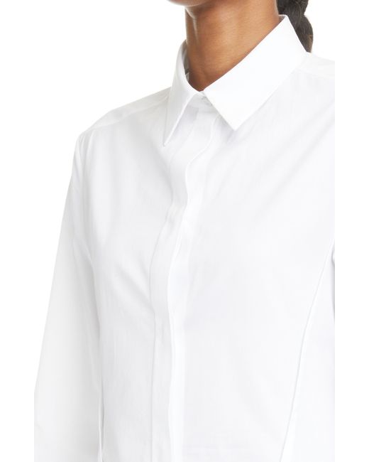 Givenchy White X Josh Smith Organza Inset Long Sleeve Poplin Shirtdress