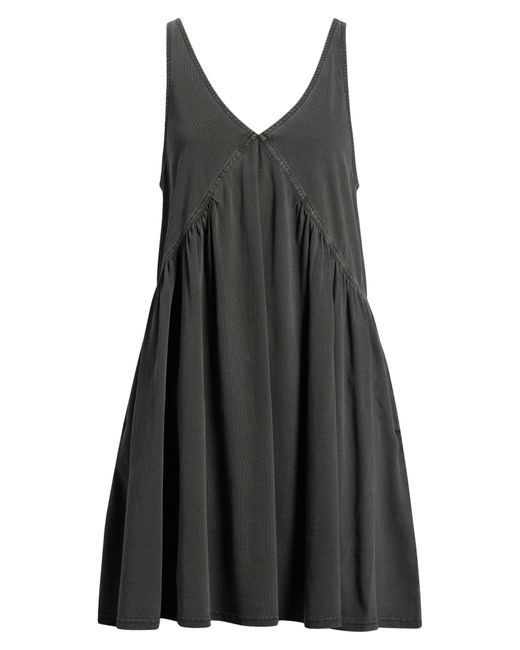 Treasure & Bond Black Sleeveless Washed Organic Cotton Babydoll Dress