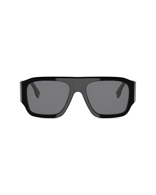 Fendi Black Diagonal 54Mm Rectangular Sunglasses for men