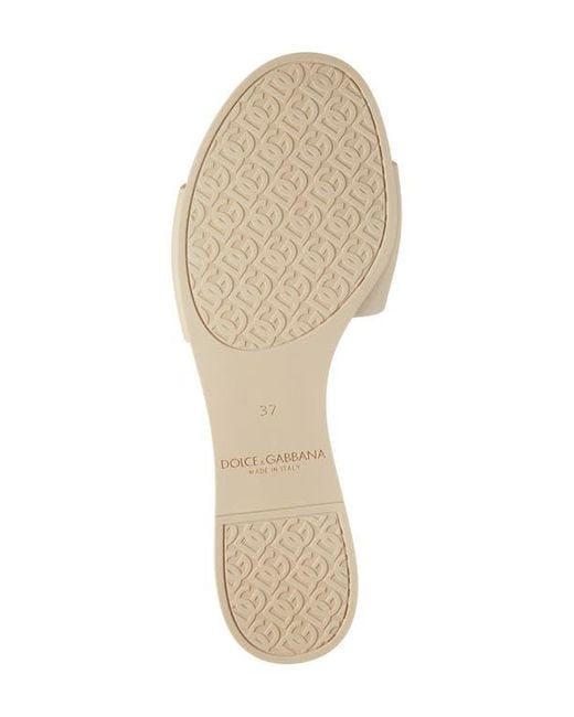 Dolce & Gabbana Natural Bianca Interlock Slide Sandal