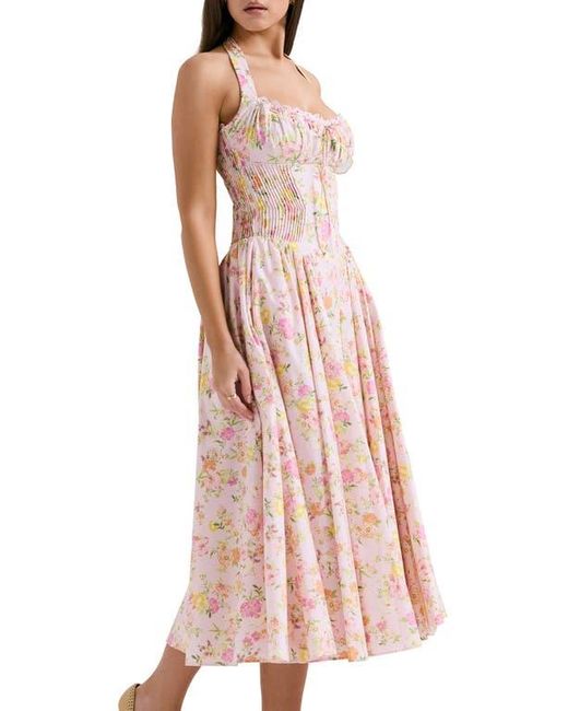 House Of Cb Pink Adabella Floral Pleated Halter Sundress