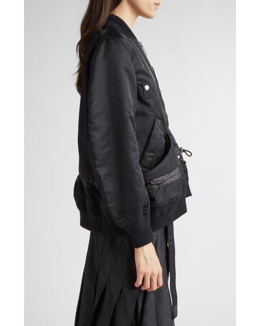 Sacai Black Blouson Nylon Twill Bomber Jacket