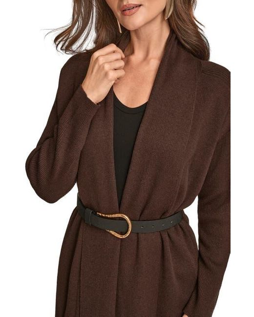 Donna Karan Brown Belted Cardigan