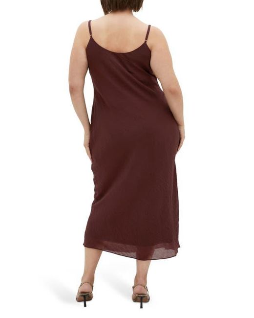 City Chic Red Kyra Crinkle Sateen Slipdress