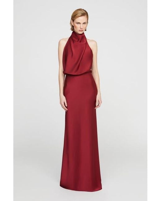 Halston Ada Satin Gown in Red | Lyst