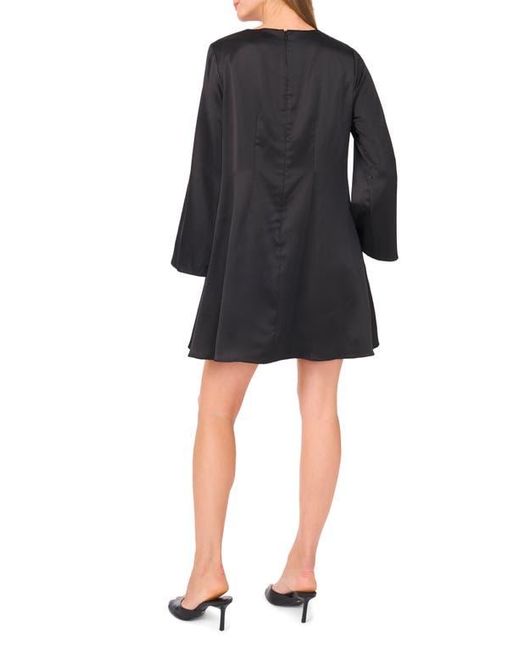 Vince Camuto Long Sleeve Satin Minidress in Black | Lyst