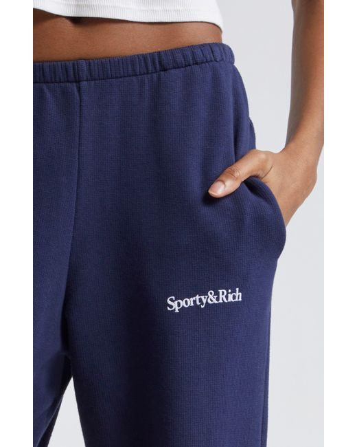 Sporty & Rich Blue Wellness Club Stretch Organic Cotton Sweatpants