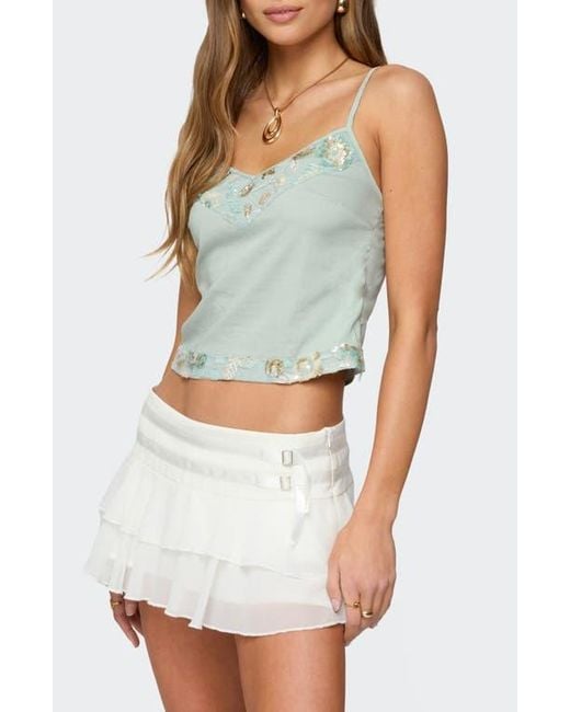 Edikted Blue Sequin Beaded Camisole