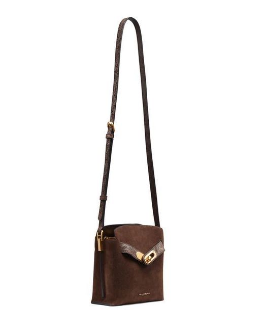 Donna Karan Brown Bridgehampton Python Suede Small Crossbody