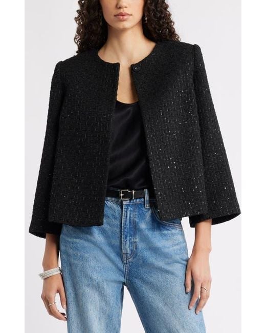 Nordstrom Black Collarless Bouclé Jacket