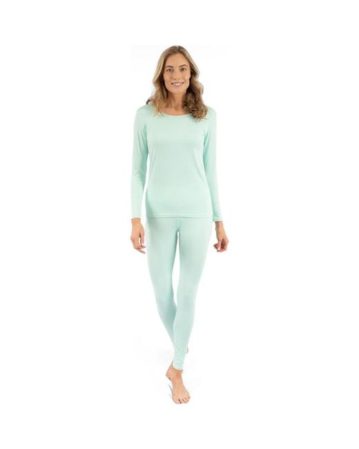 Leveret Green Solid Thermal Pajama Set