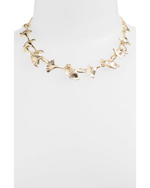 Nordstrom White Ginkgo Leaf Collar Necklace