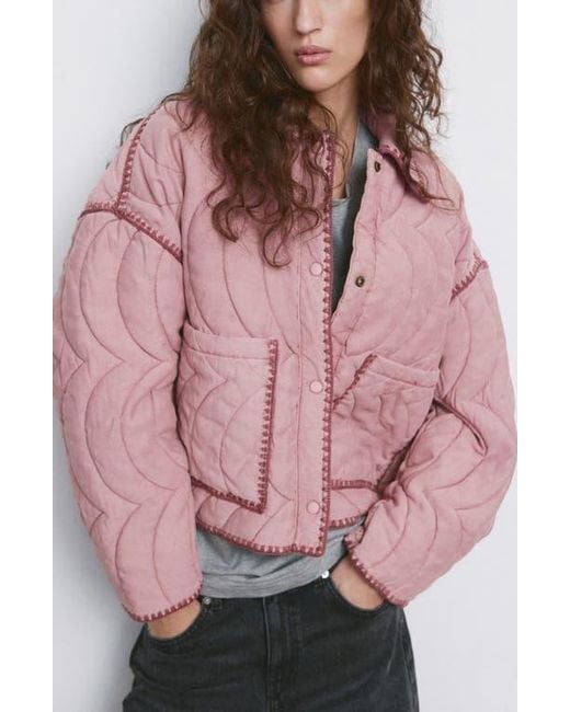 Mango Red Quilted Jacket