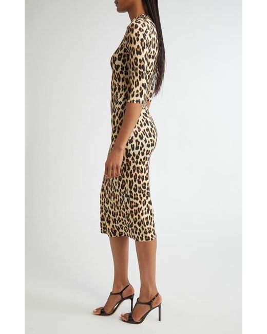 Alice + Olivia Natural Delora Print Knit Midi Dress