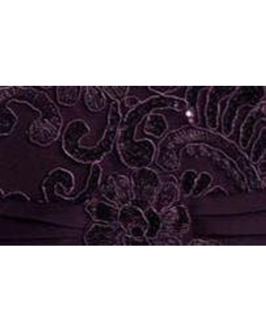 Alex Evenings Purple Metallic Lace Empire Waist Dress