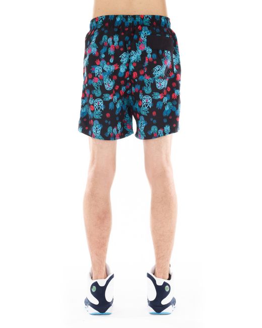 Cult Of Individuality Blue Print Swim Trunks for men
