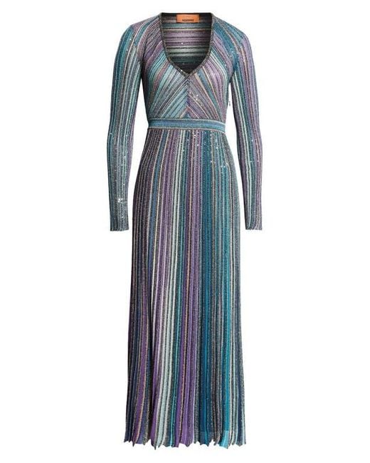 Missoni Sequin Metallic Stripe Long Sleeve Sweater Dress in Missoni Sequin Metallic Stripe Long Sleeve Sweater Dress in