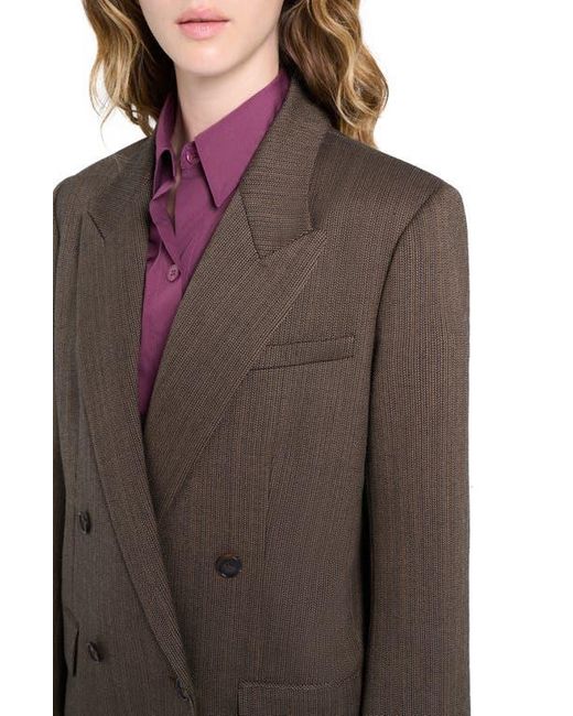 Twp Brown Harper Wool Blend Double Breasted Blazer