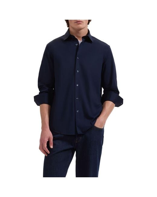 Bugatchi Blue Ooohcotton Solid Button-Up Shirt for men