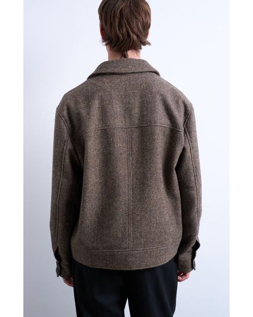 Topman Brown Herringbone Short Jacket for men