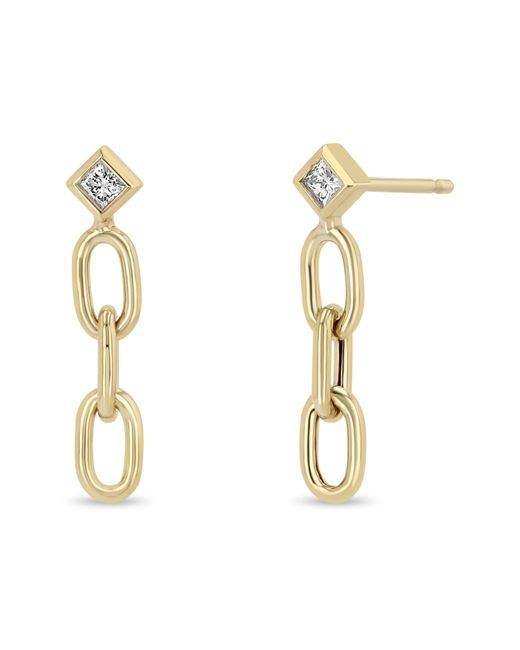 Zoe Chicco White Diamond Chain Drop Earrings