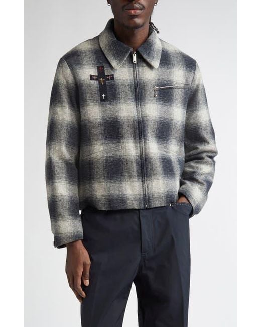 Second Layer Oracle Plaid Virgin Wool Jacket in Black for Men | Lyst