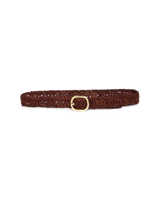 Veronica Beard Brown Raffia Loop Belt