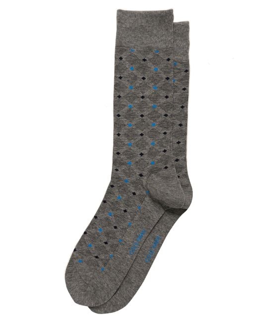 Cole Haan Gray Textured Diamond Dress Socks for men
