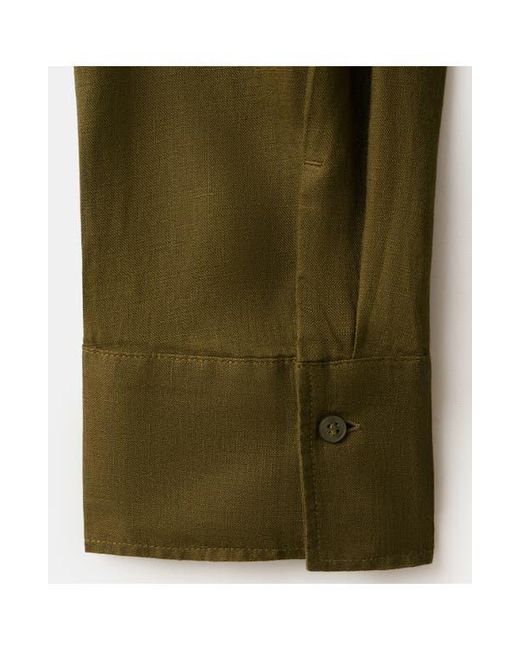 Mango Green Linen Button-Up Shirt