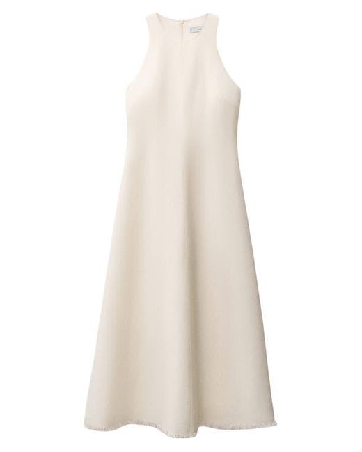 Mango Natural Frayed Hem Linen A-Line Dress