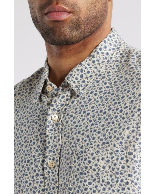 Rails Gray Carson Floral Short Sleeve Stretch Linen Blend Button-Up Shirt for men