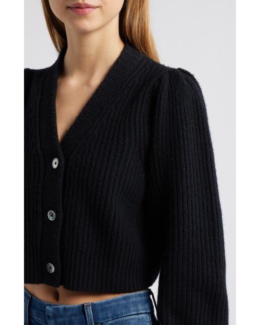 LoveShackFancy Black Avignon Wool & Cashmere Crop Cardigan