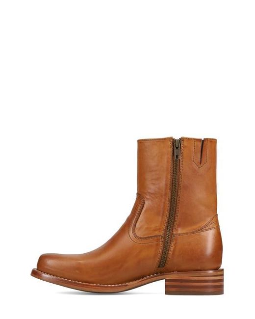 Frye Brown Campus Leather Plain Toe Zip Boot for men