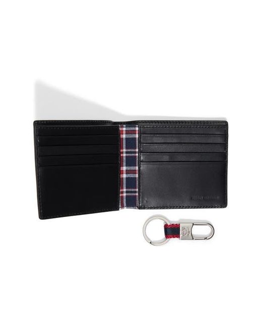 Brooks Brothers Black Leather Wallet & Key Chain Set for men