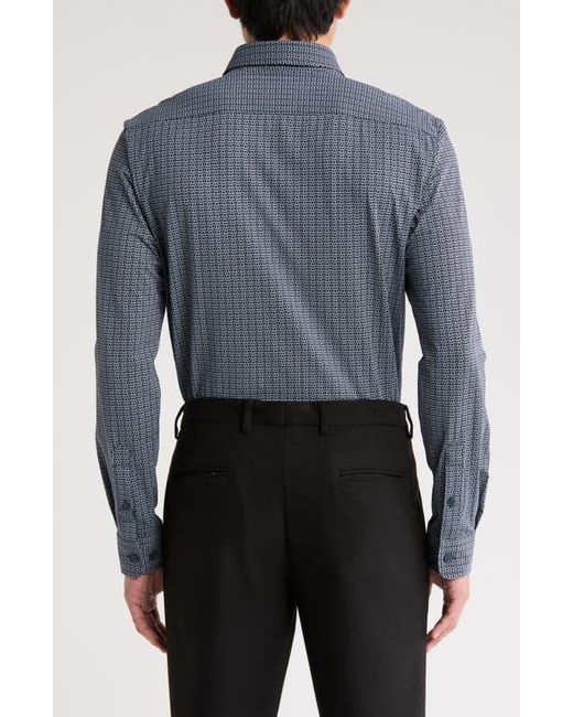 Boss Blue Roan Kent Geo Print Button-Up Shirt for men