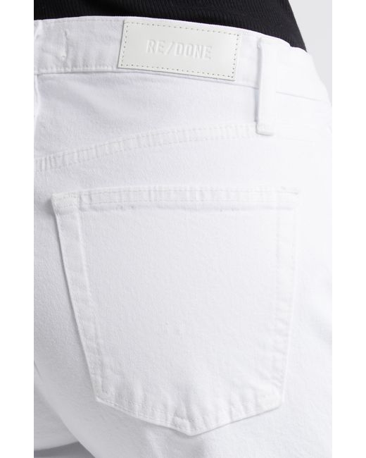 Re/done White Mid Rise Ankle Wide Leg Jeans