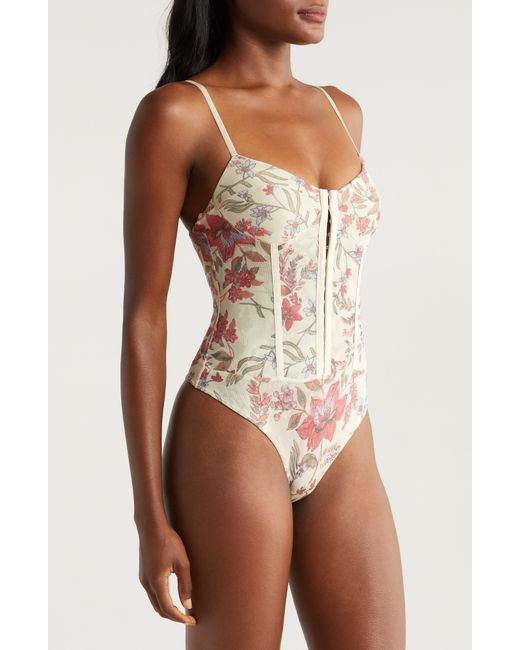Free People Multicolor Intimately Fp Floral Mesh Bodysuit