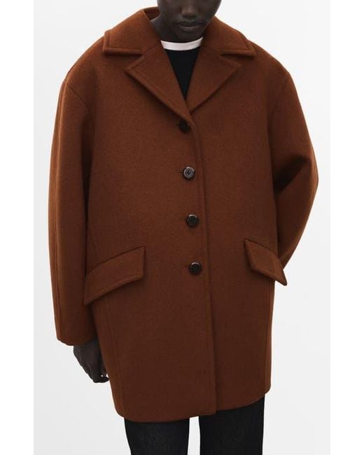 Mango Brown Wool Blend Coat