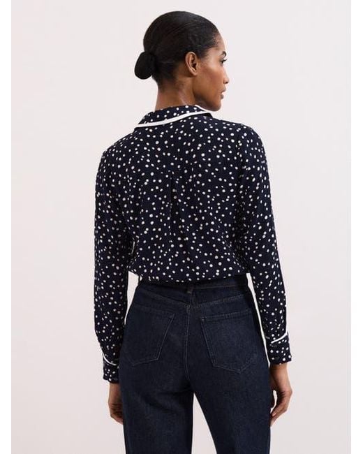 Phase Eight Blue Rita Printed Collared Button-Up Shirt