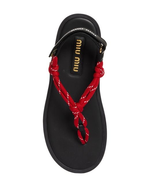Miu Miu White Riviere Cord & Leather Sandal