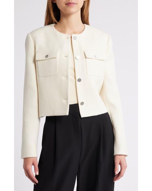 Theory White Collarless Jacket