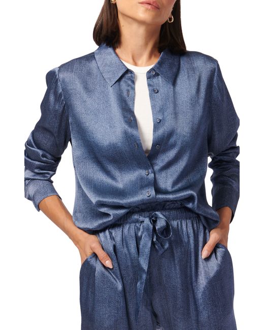 Cami NYC Blue Crosby Silk Charmeuse Button-up Shirt
