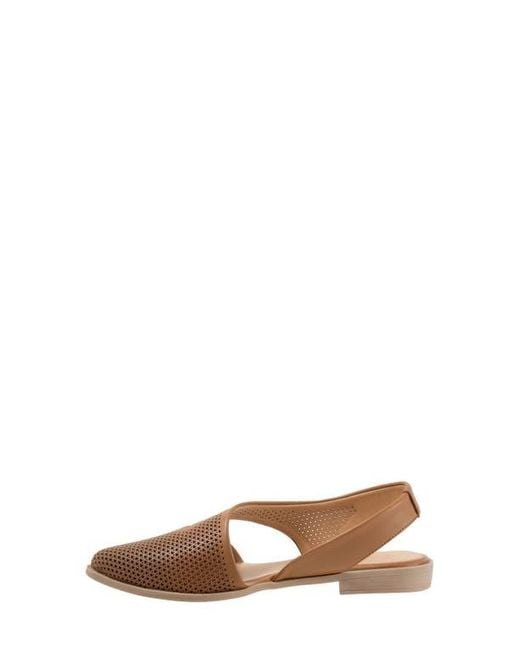 BUENO Brown Bianca Perf Slingback Pointed Toe Flat