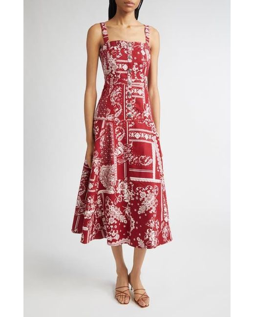 Cinq À Sept Red Bandana Print A-Line Dress