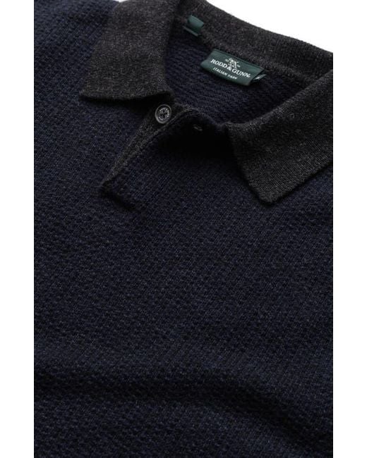 Rodd & Gunn Blue Marlin Cotton & Wool Blend Johnny Collar Sweater for men