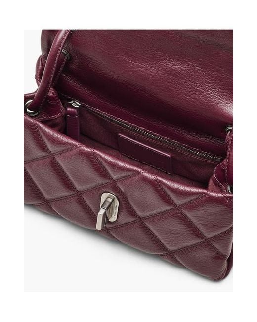 Marc Jacobs Purple The Mini Dual Chain Diamond Quilted Leather Shoulder Bag