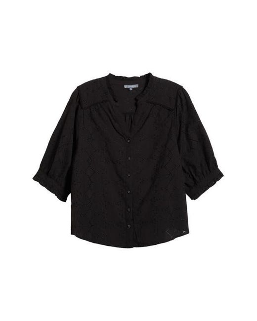 Wit & Wisdom Black Below Eyelet Lantern Sleeve Top