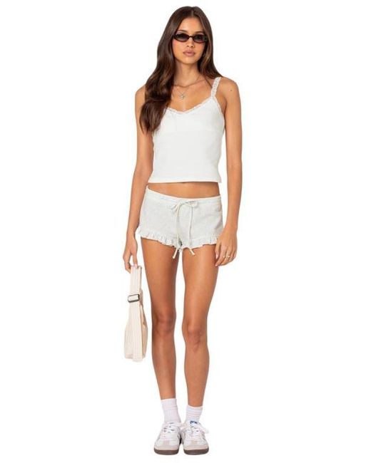 Edikted Blue Randi Ruffle Drawstring Microshorts