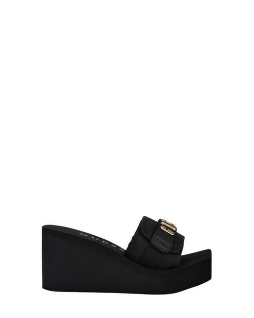 Guess Black Dellean Platform Wedge Sandal